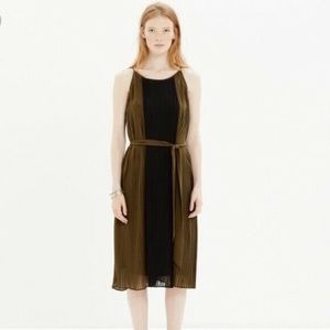 Madewell Color Block Pleated Midi Dress